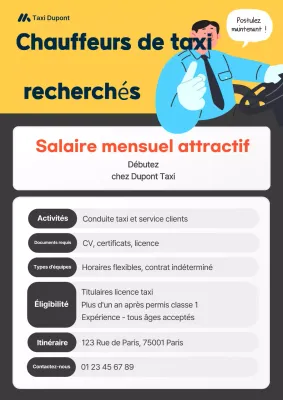 Recrutement simple de chauffeur de taxi jaune