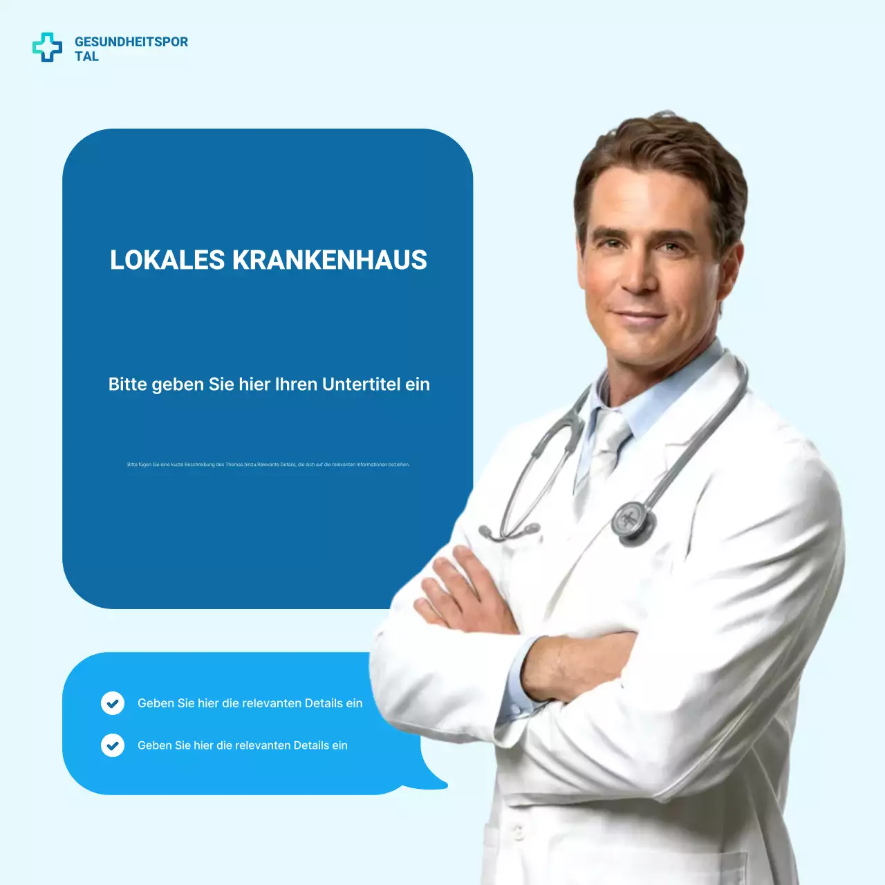 Blaues modernes Ankündigungskarussell für das Gesundheitswesen