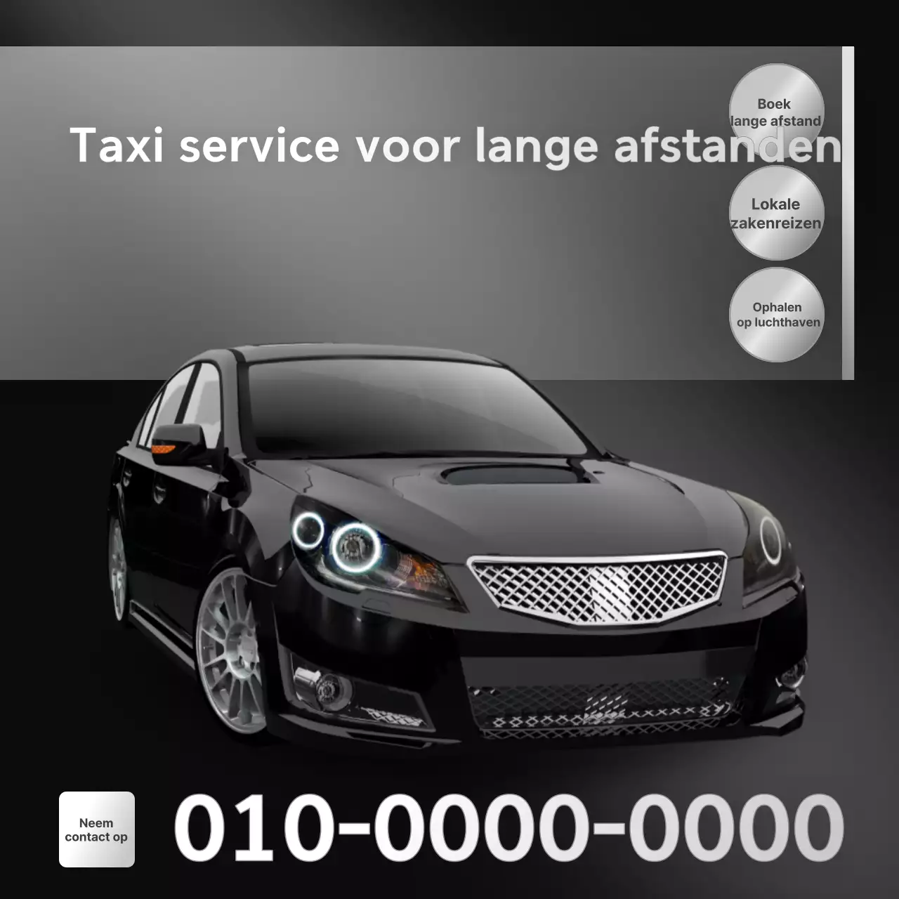 Advertentie voor Black Modern Call Taxi Service