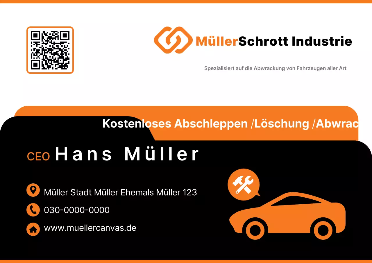 Orange einfache Auto-Visitenkarte