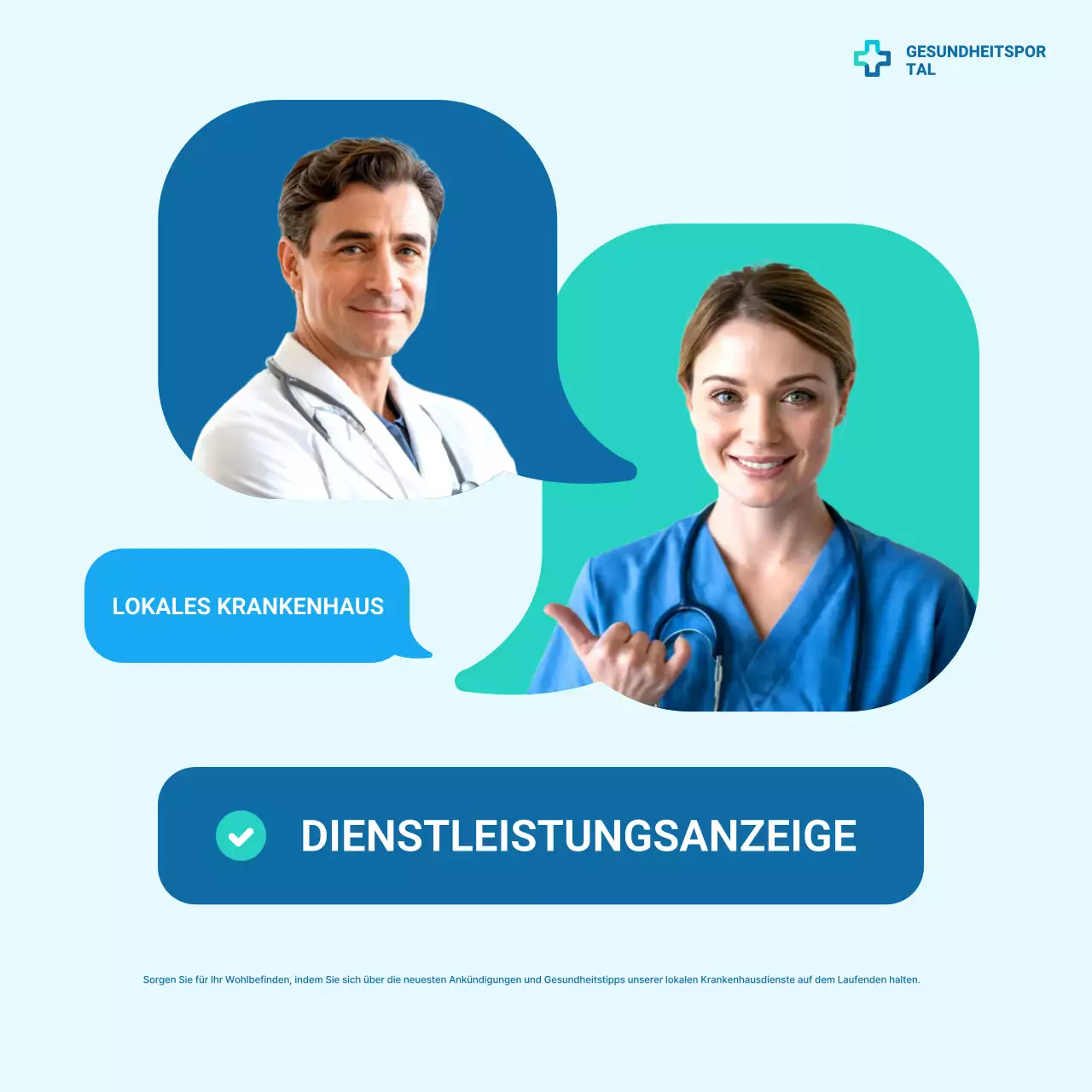 Blaues modernes Ankündigungskarussell für das Gesundheitswesen