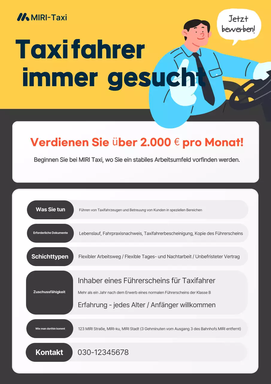 Yellow Taxi Driver Einfache Rekrutierung Rekrutierung