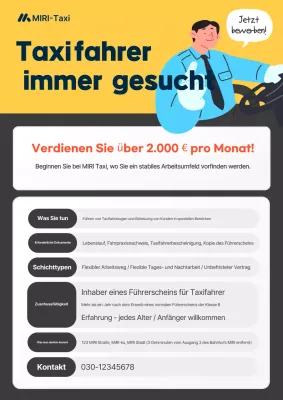 Yellow Taxi Driver Einfache Rekrutierung Rekrutierung