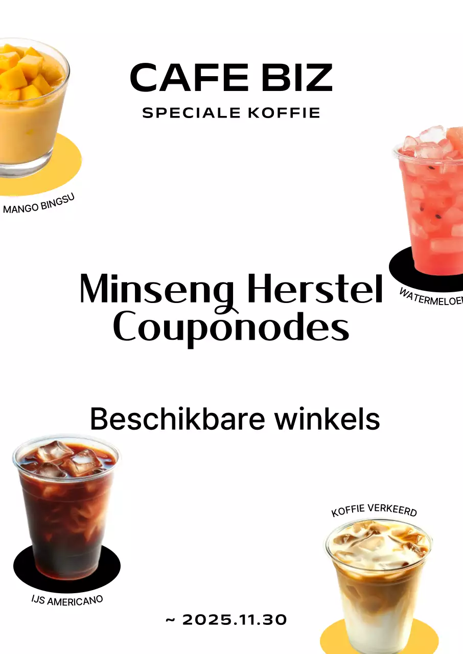 Zwarte moderne café consumptiebon