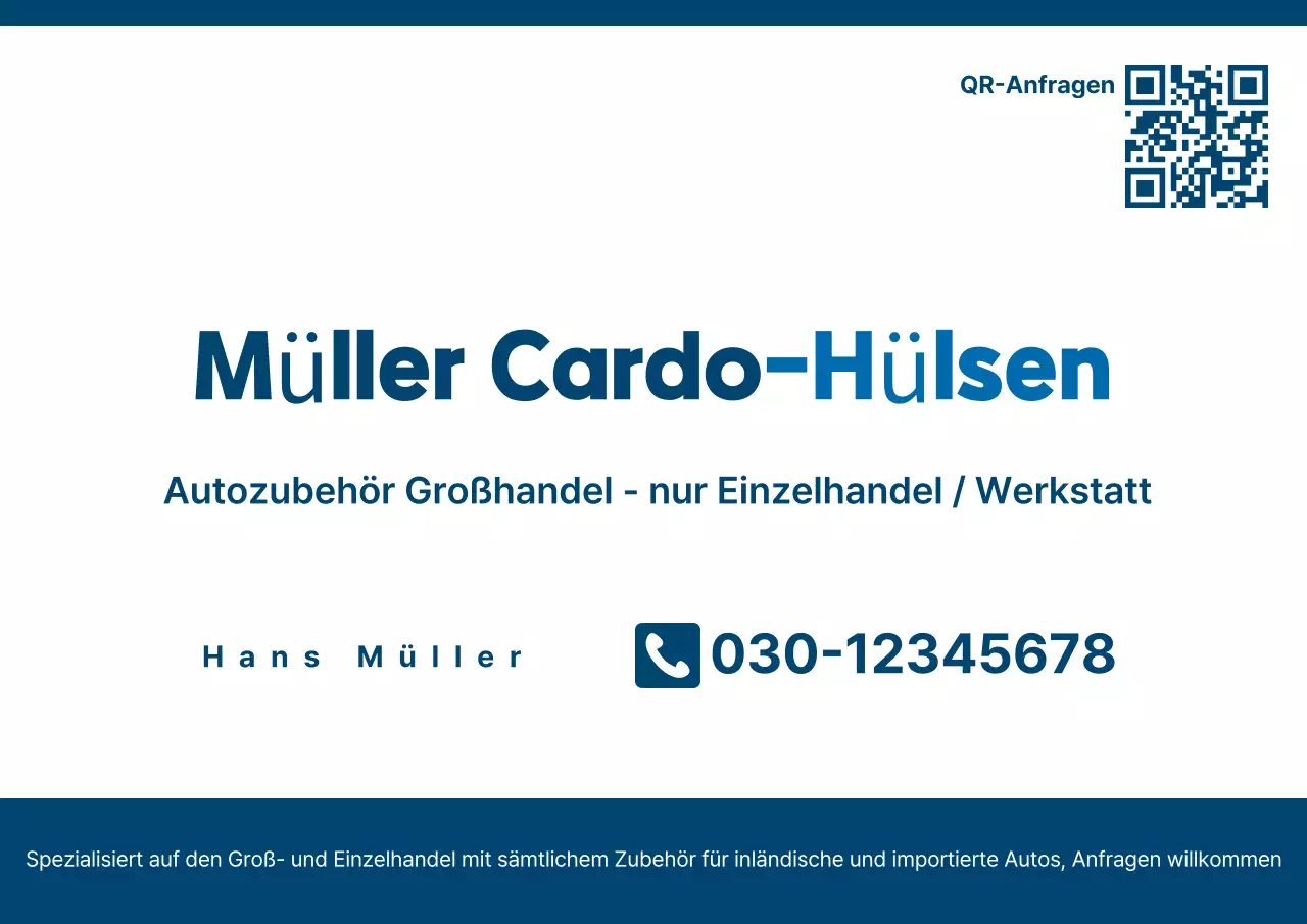 Blaue Auto-Grund-Visitenkarte