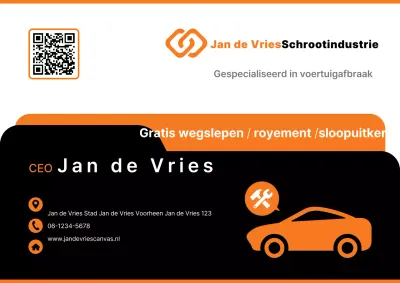 Oranje eenvoudig autovisitekaartje