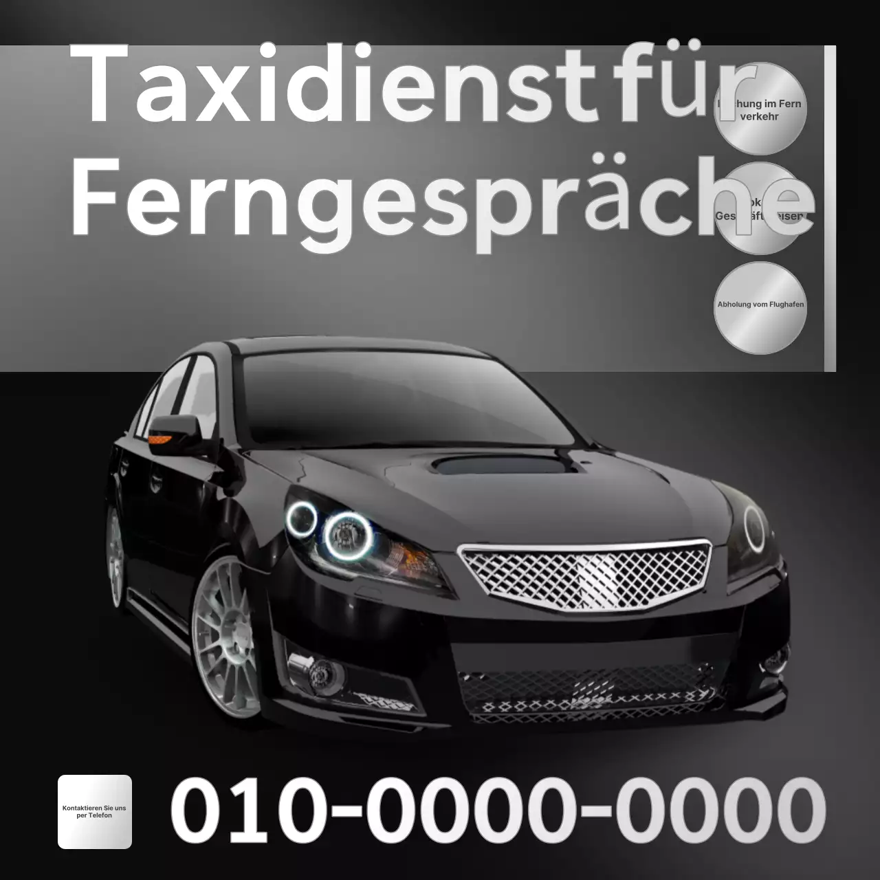 Schwarze moderne Call-Taxi-Service-Werbung