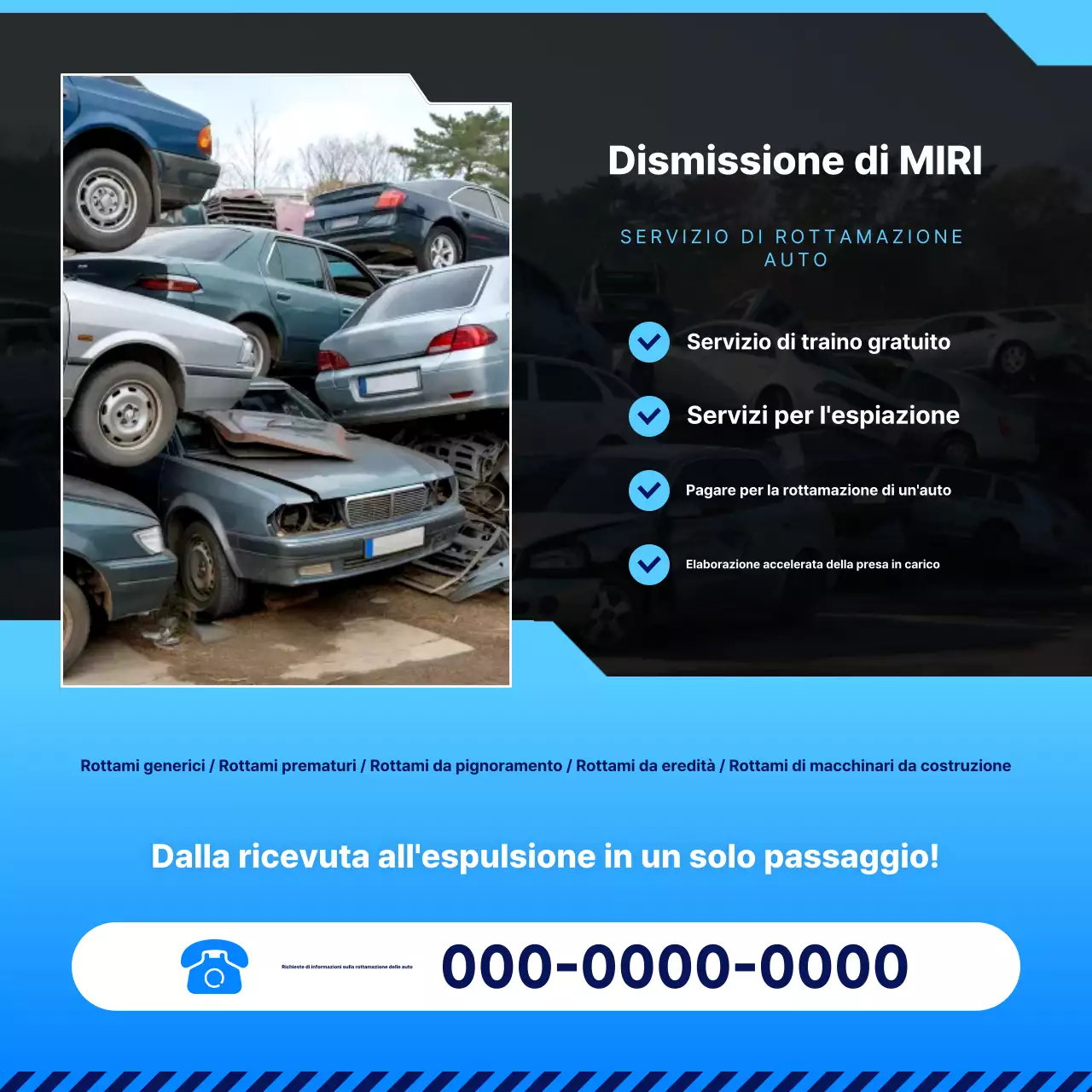 Pubblicità di un'auto semplice blu