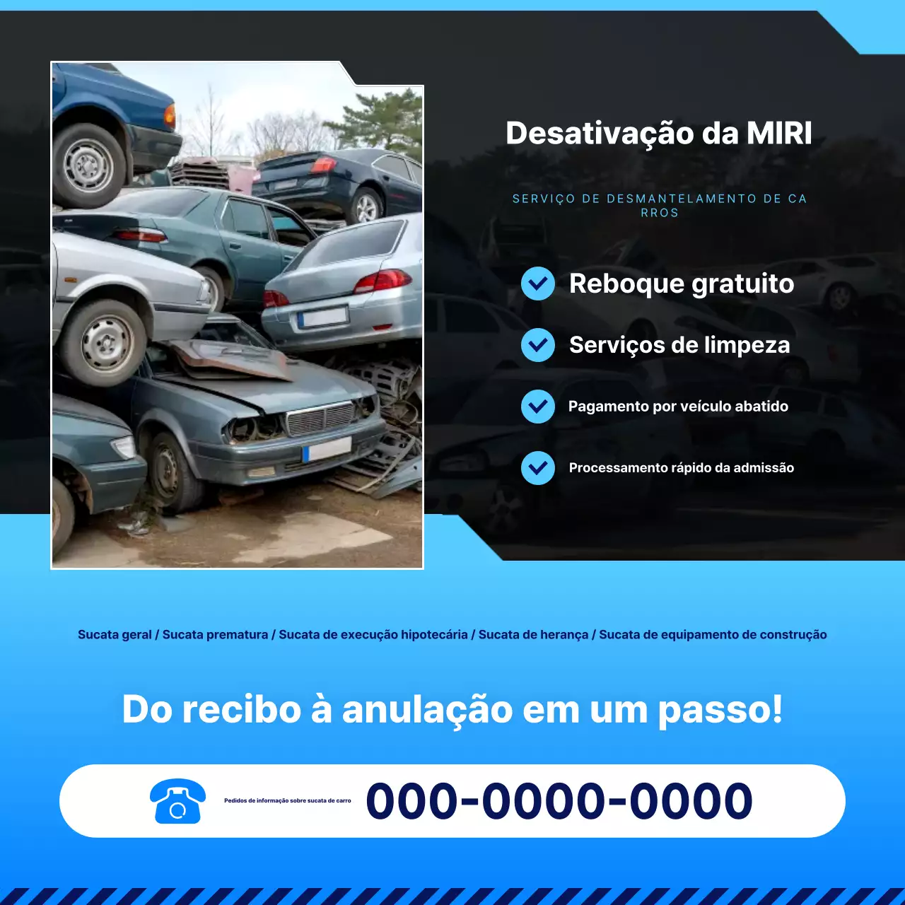 Anúncio de carro simples azul