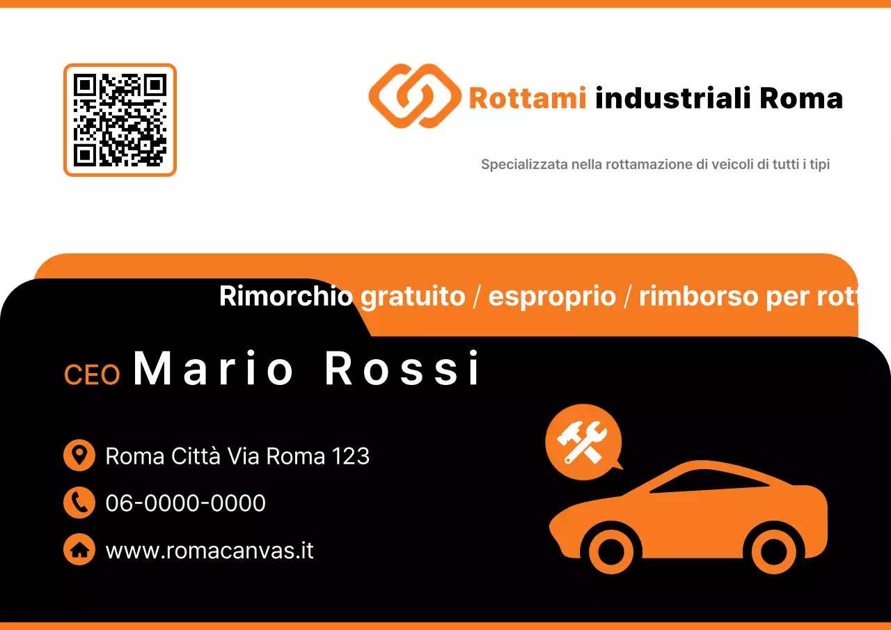 Biglietto da visita semplice per auto arancione