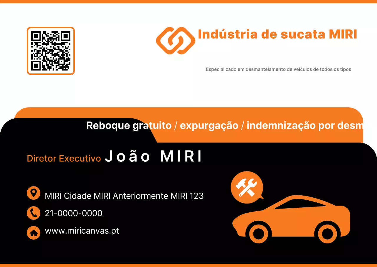 Cartão de Visita Carro Simples Laranja
