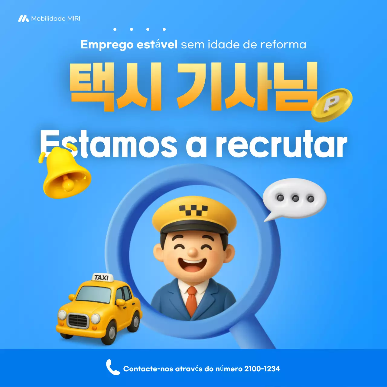 Recrutamento de Motorista de Táxi Blue Simple