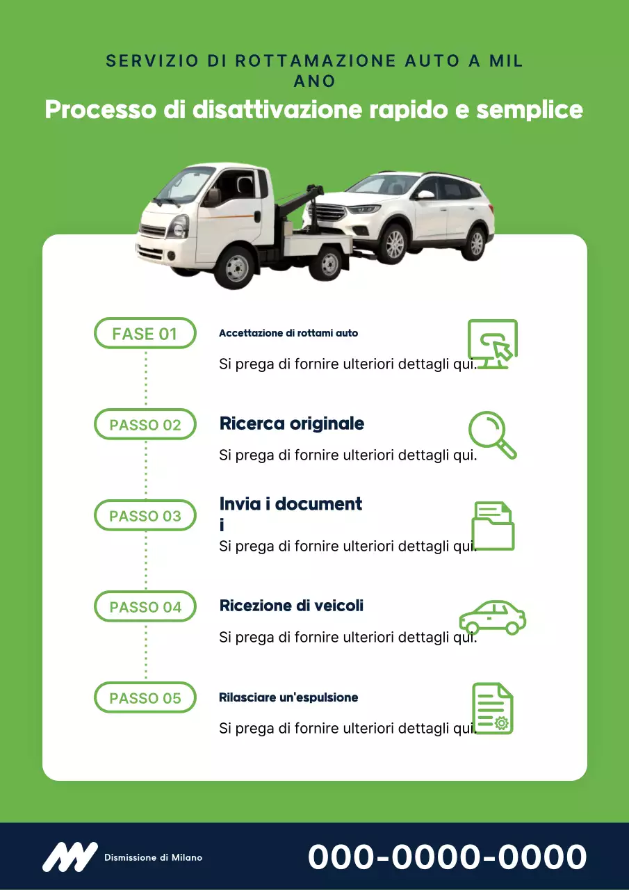Avviso auto verde semplice