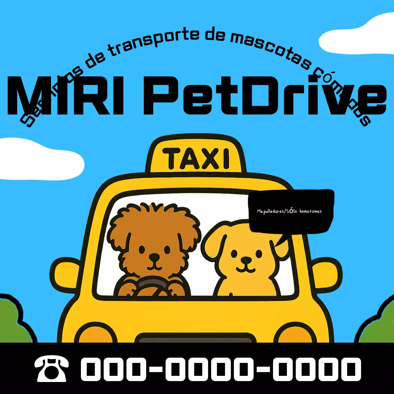 Anuncio móvil de mascota bebé azul cielo