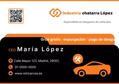 Tarjeta de presentación de coche naranja simple