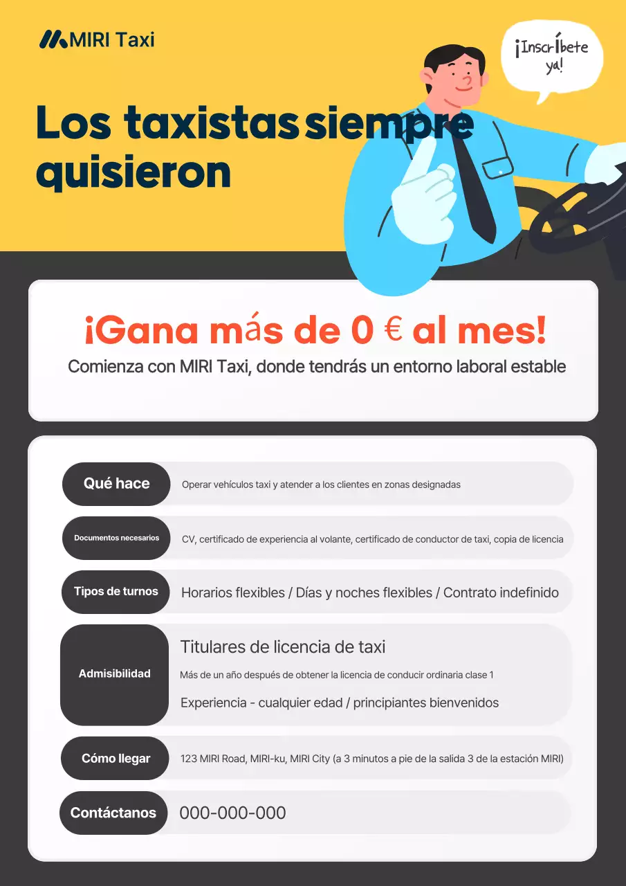 Reclutamiento simple de taxistas amarillos