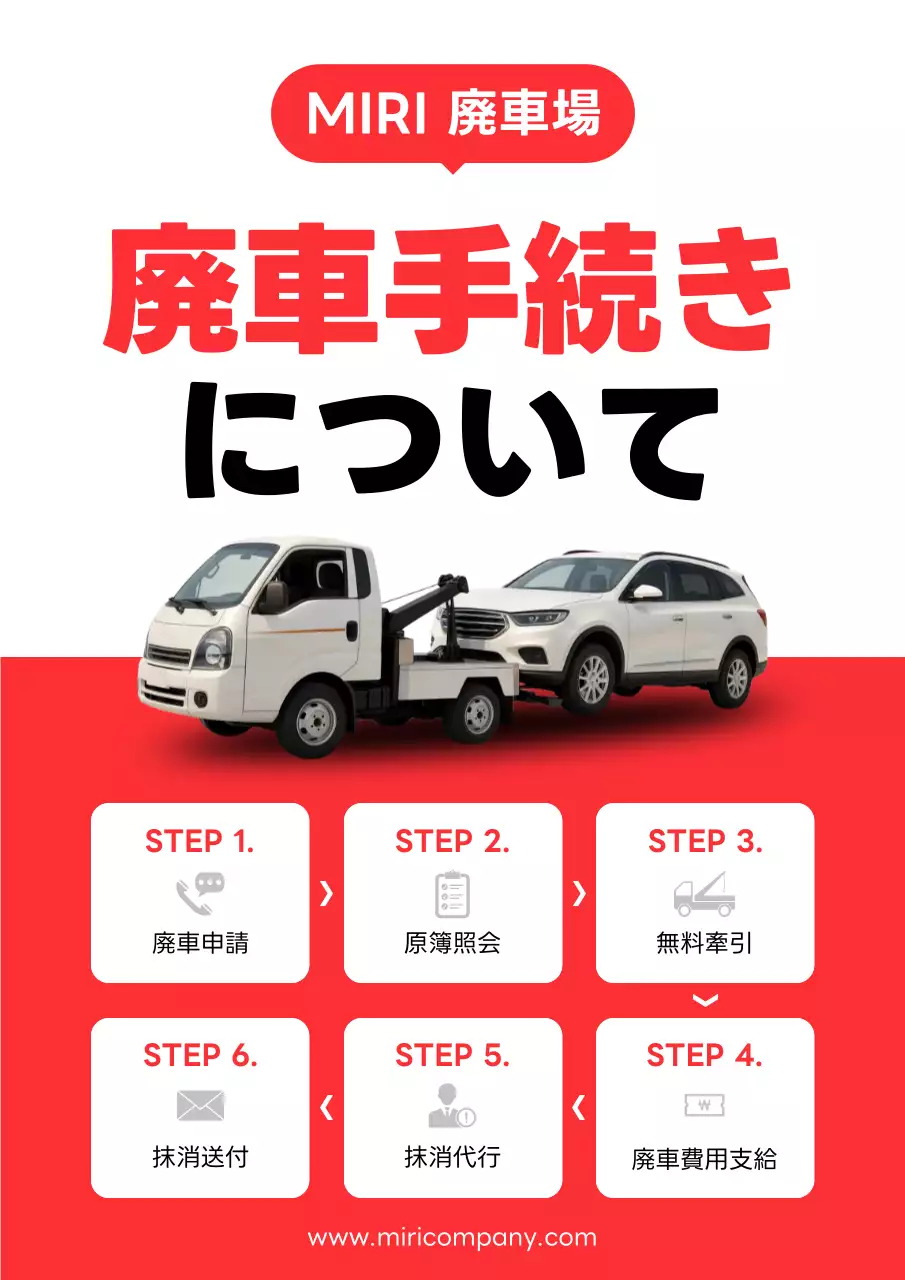 赤 シンプル 自動車 チラシ