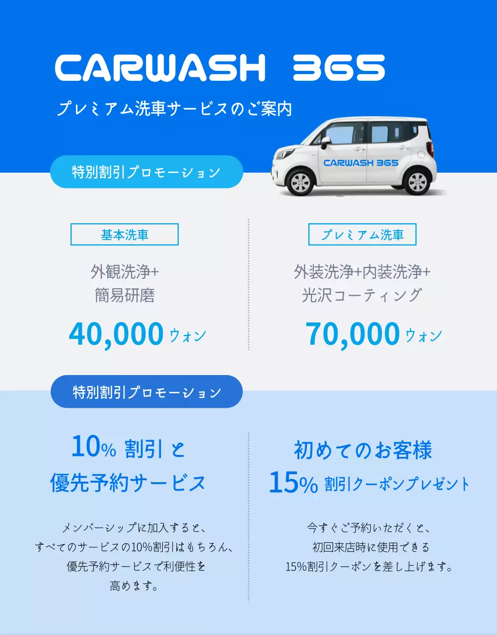 青 モダン 車洗浄 ポスター