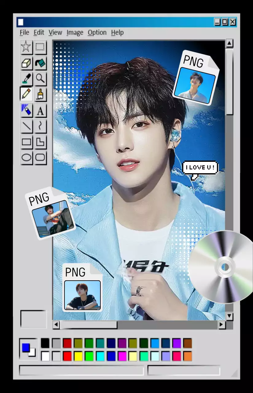 파랑 레트로 연예인 포토프레임