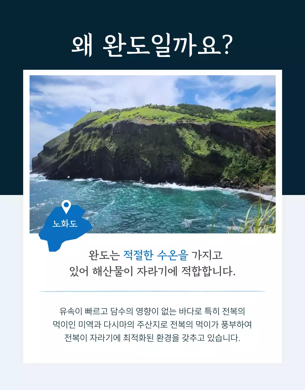 파랑과 남색의 전통적인 수산물 전복 판매 홍보