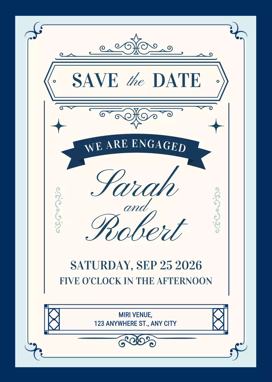 Lời mời thông báo đính hôn của Navy Classic