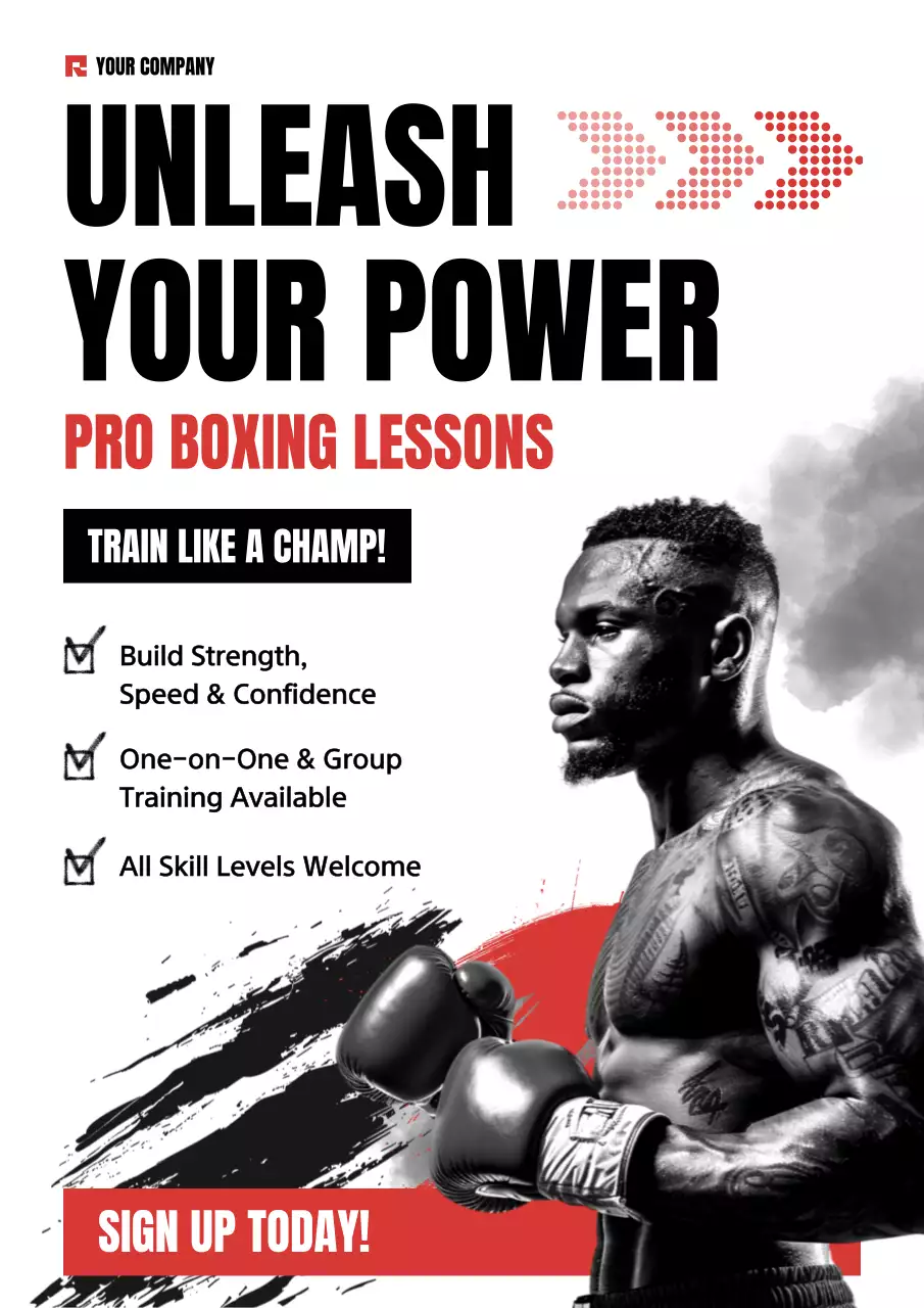 Red Bold Boxing Promotion Poster