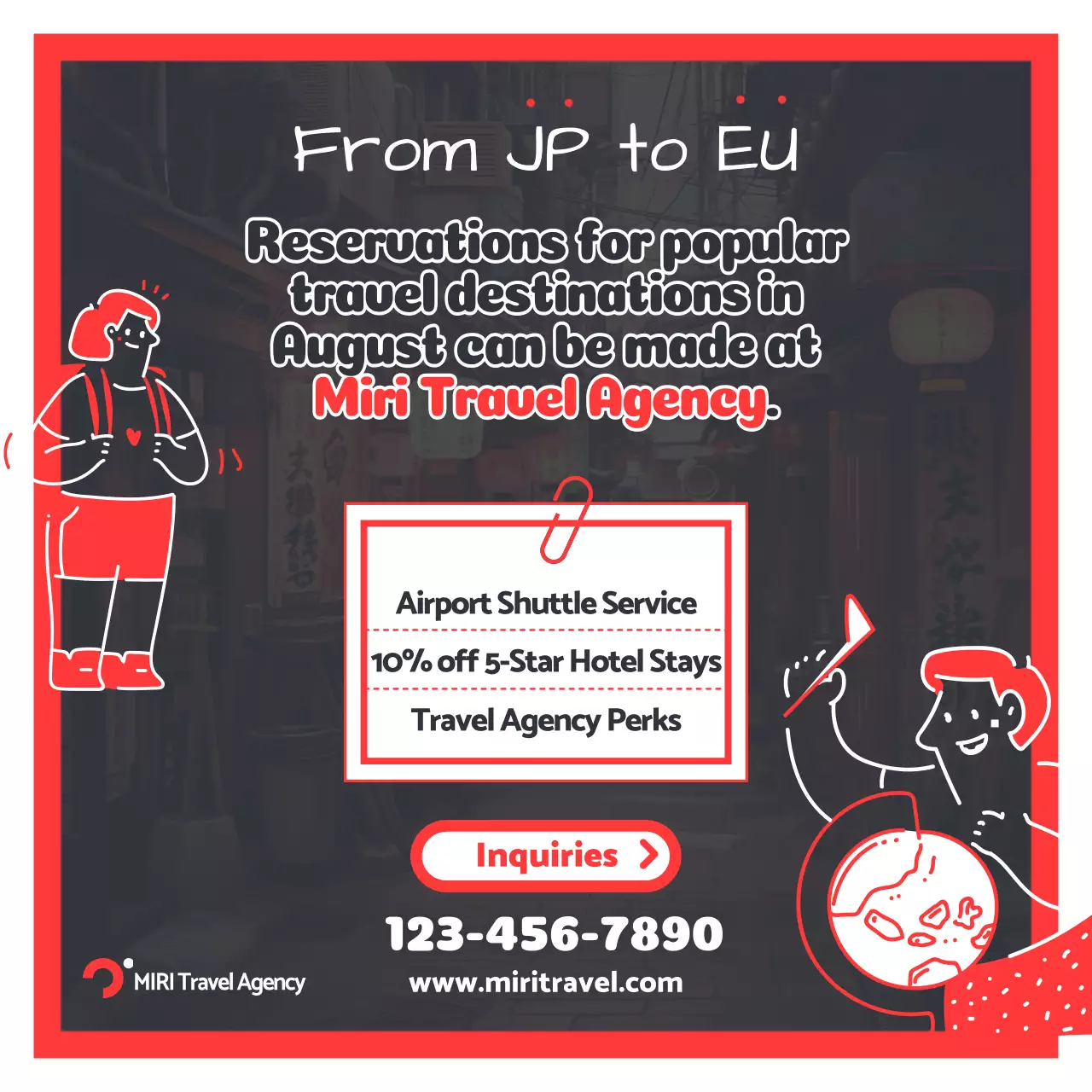 Red Traditional Travel Guide Instagram Carousel