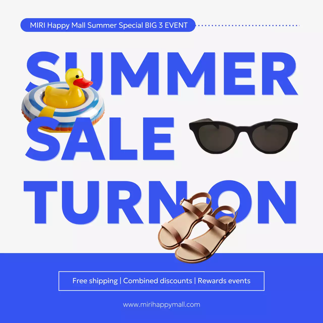 Blue Trendy Summer Promotion Social Media Post