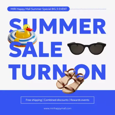 Blue Trendy Summer Promotion Social Media Post
