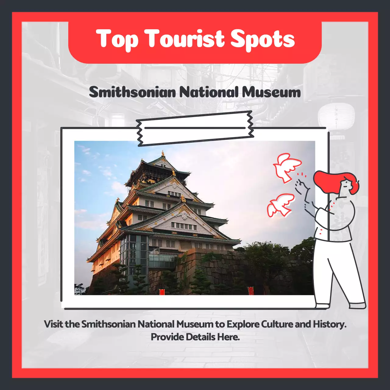 Red Traditional Travel Guide Instagram Carousel