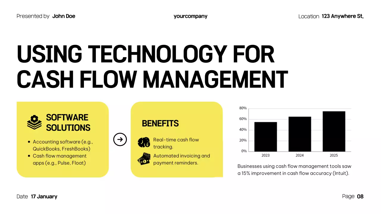 Bài thuyết trình hướng dẫn dòng tiền chuyên nghiệp màu vàng