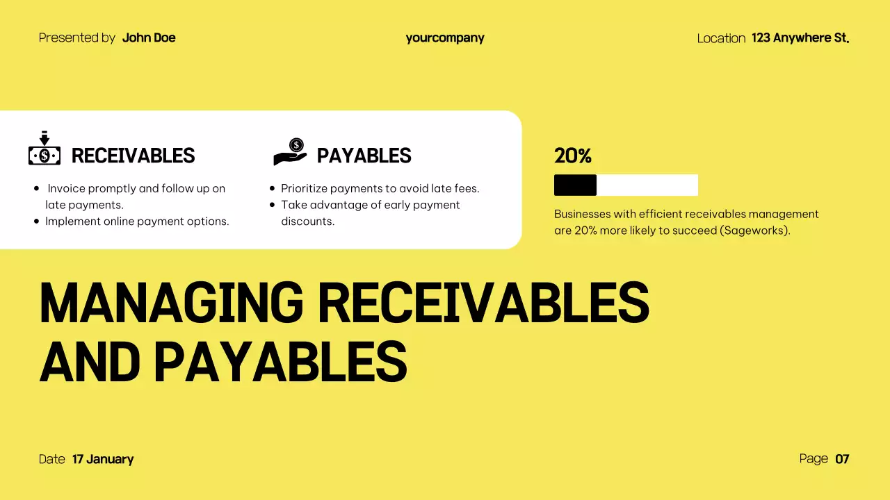 Bài thuyết trình hướng dẫn dòng tiền chuyên nghiệp màu vàng