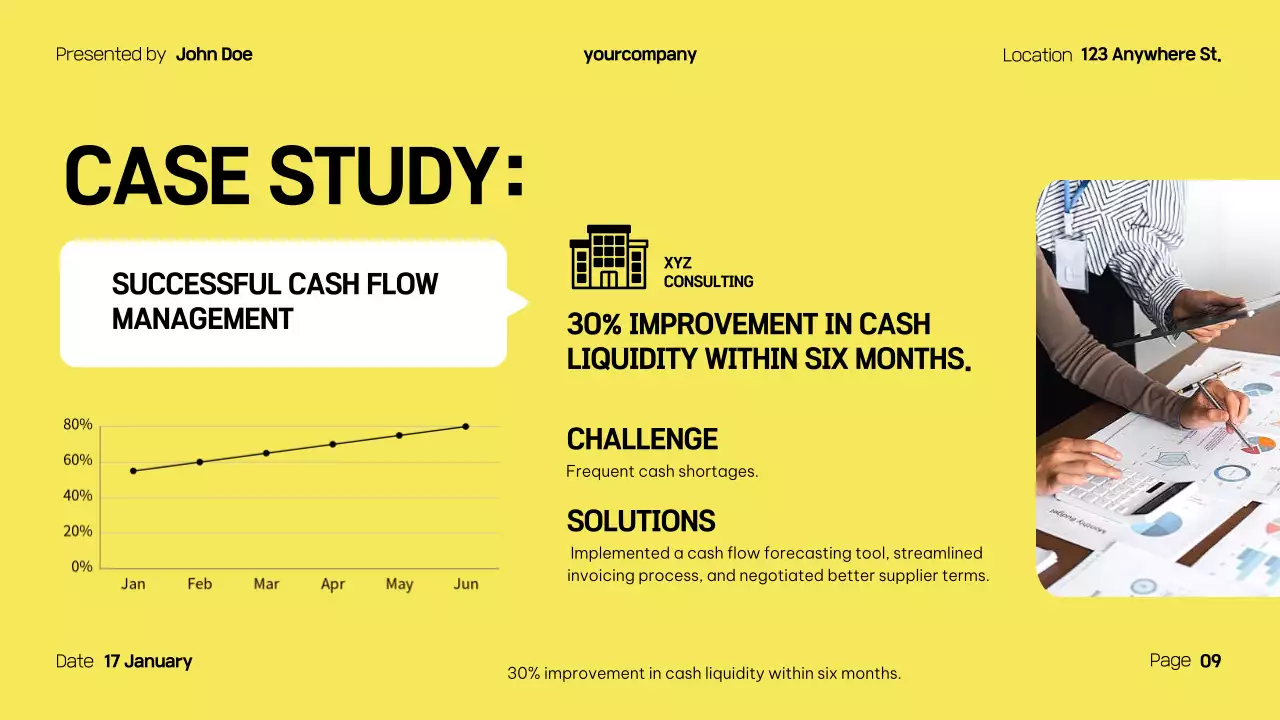 Bài thuyết trình hướng dẫn dòng tiền chuyên nghiệp màu vàng