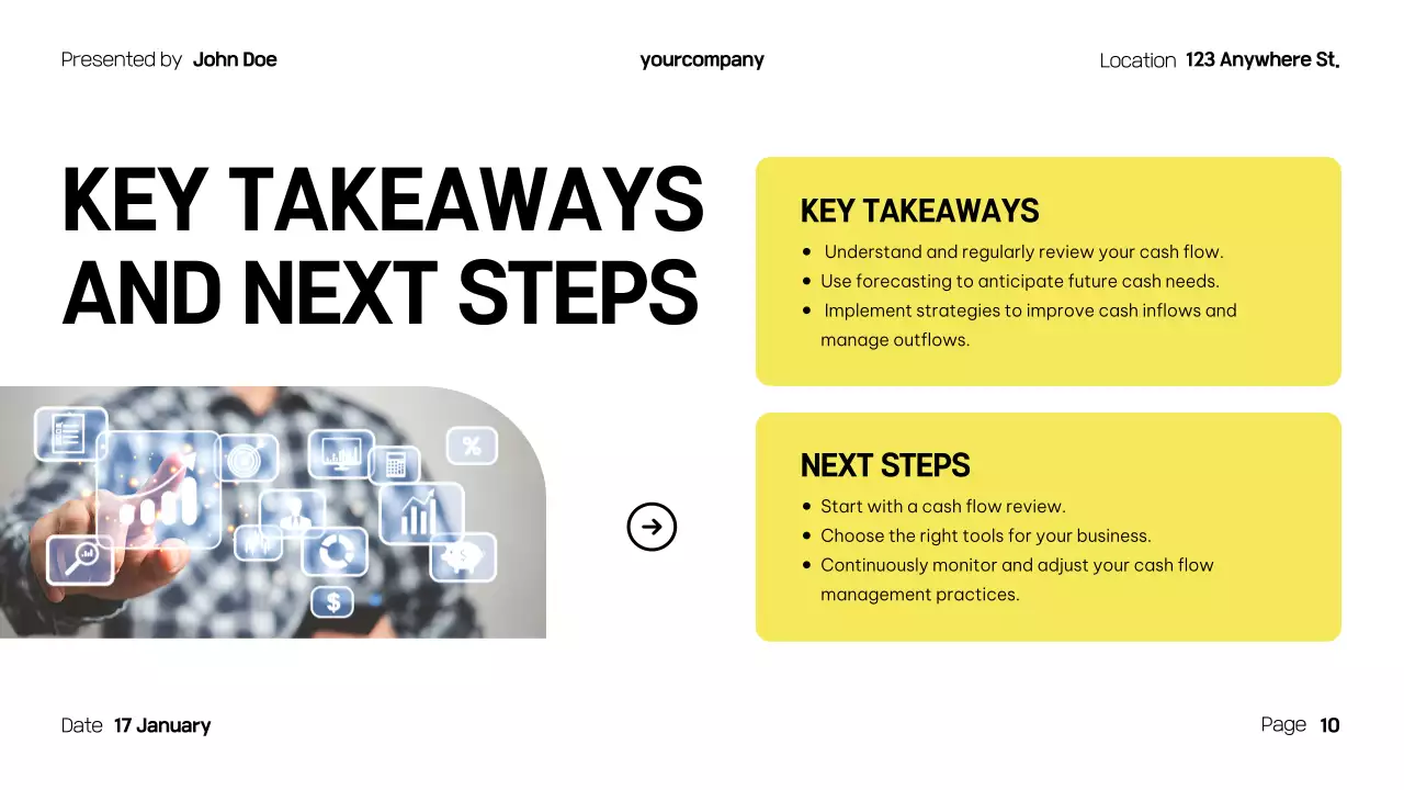 Bài thuyết trình hướng dẫn dòng tiền chuyên nghiệp màu vàng