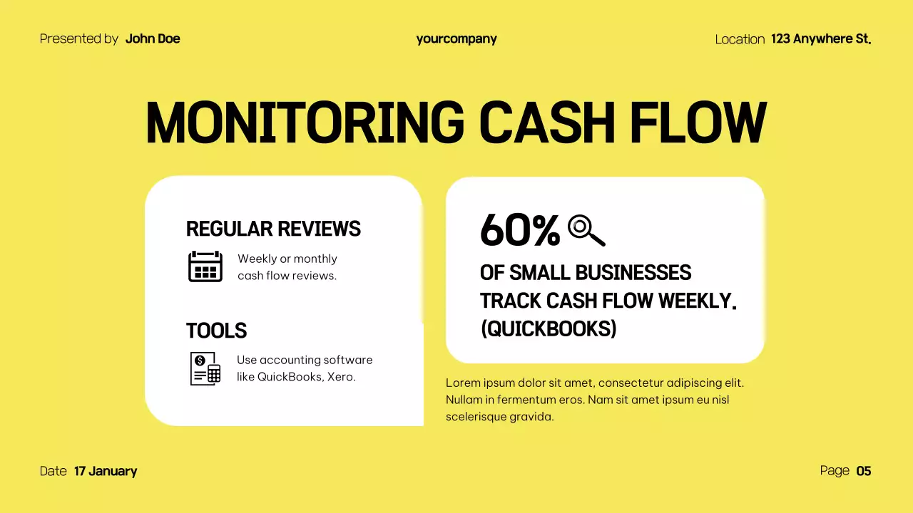 Bài thuyết trình hướng dẫn dòng tiền chuyên nghiệp màu vàng