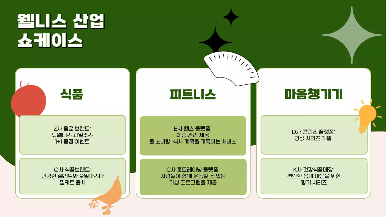 초록색과 연두색의 트렌드한 라이프 건강한 식단 제안서