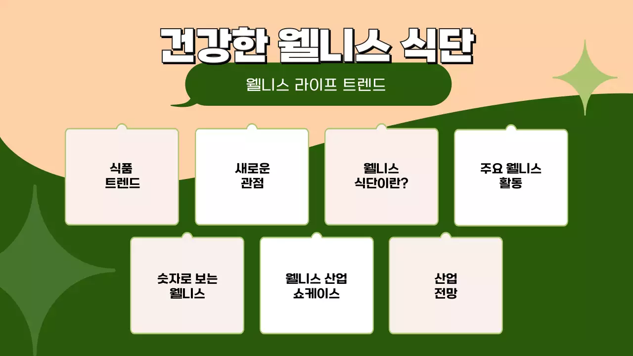 초록색과 연두색의 트렌드한 라이프 건강한 식단 제안서