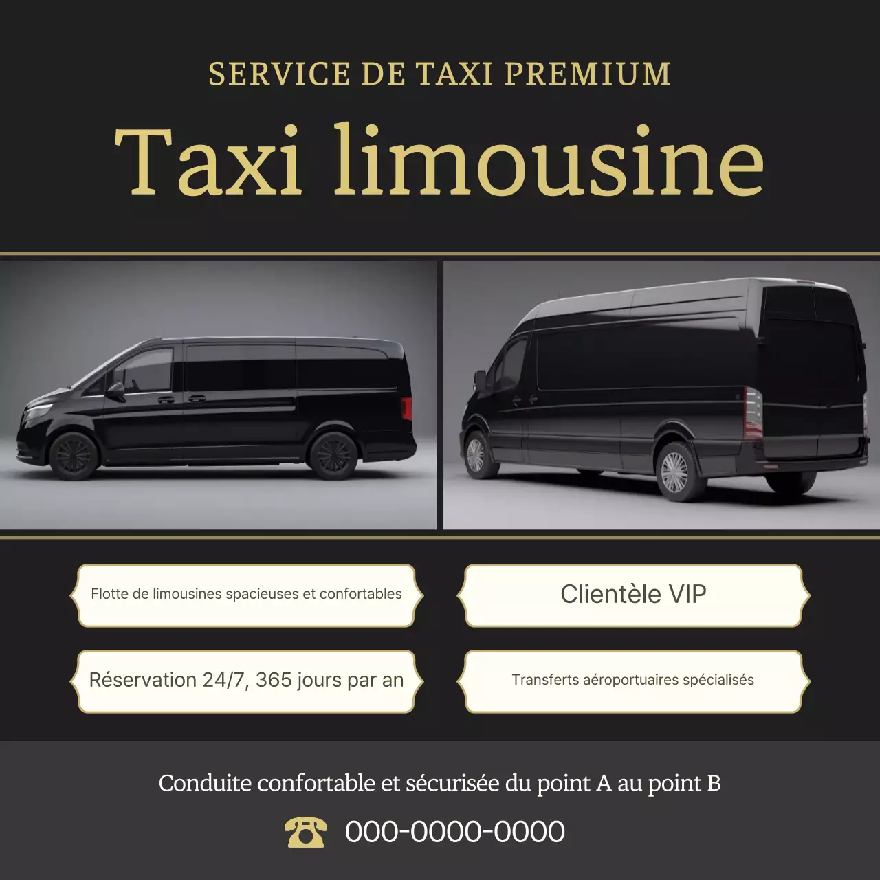 Publicité pour le service de taxi Black Simple