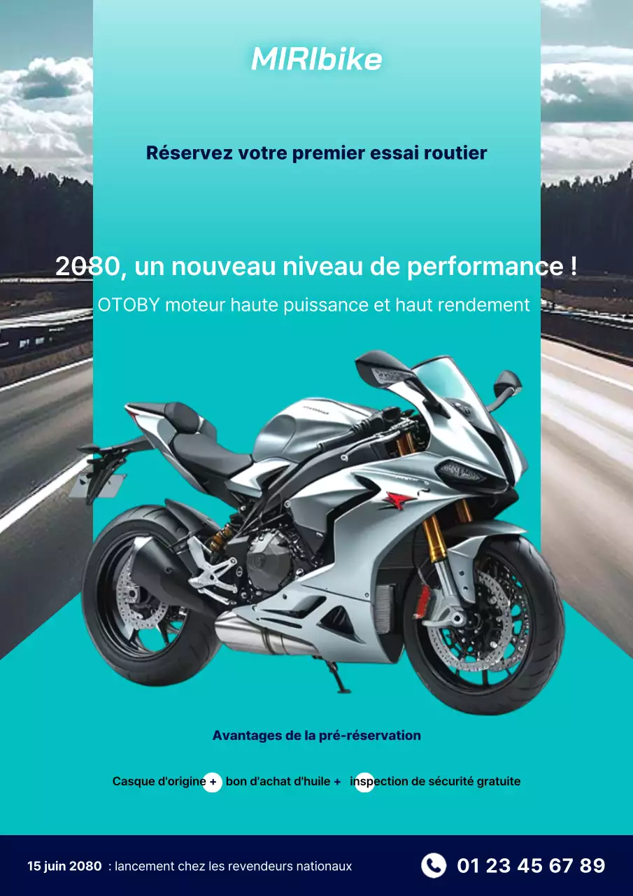 Promotion de motos modernes bleu ciel