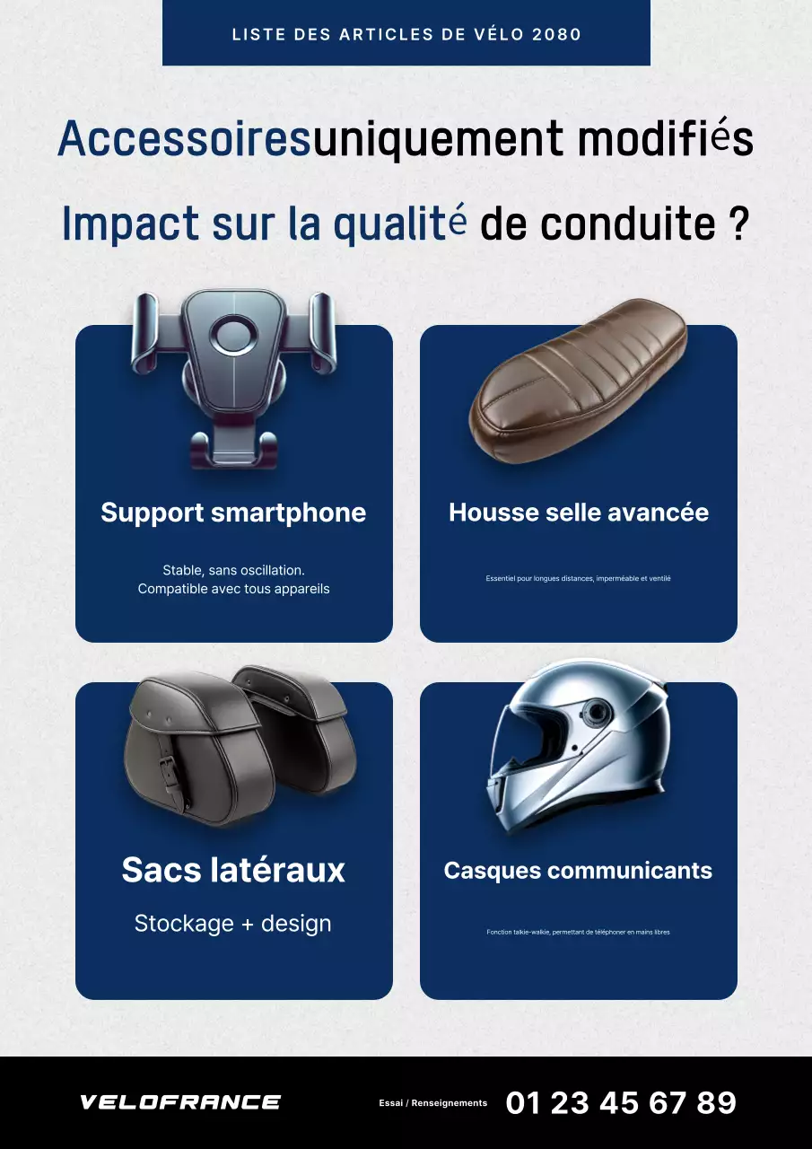 Publicité pour les accessoires de vélo modernes bleus