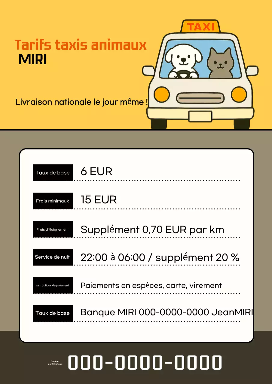 Guide simple des tarifs des taxis Orange