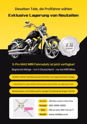 Gelbe moderne Motorradwerbung