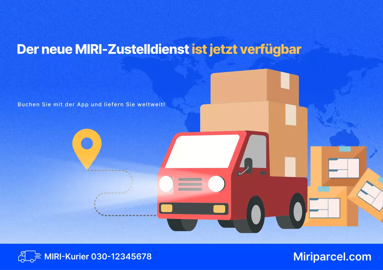 Blaue moderne Kurierdienst-Werbung