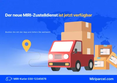 Blaue moderne Kurierdienst-Werbung