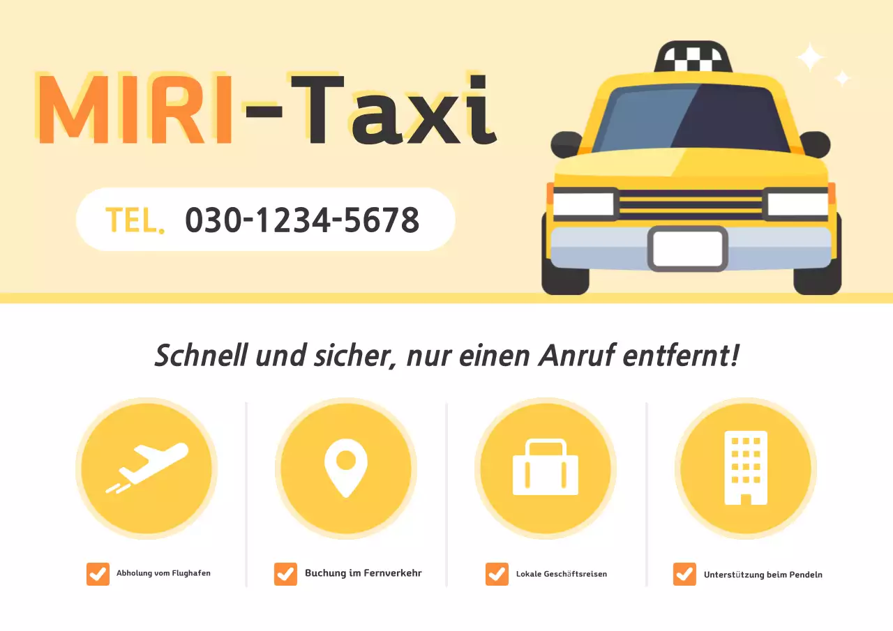 Gelbe einfache Taxi-Werbung