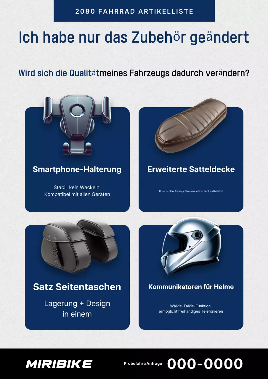 Blaue moderne Fahrradzubehör-Werbung