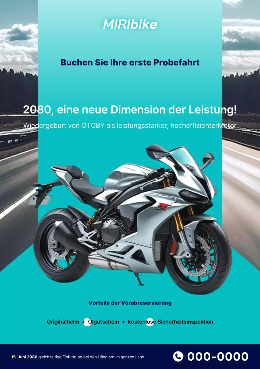 Sky Blue Moderne Motorrad-Werbung