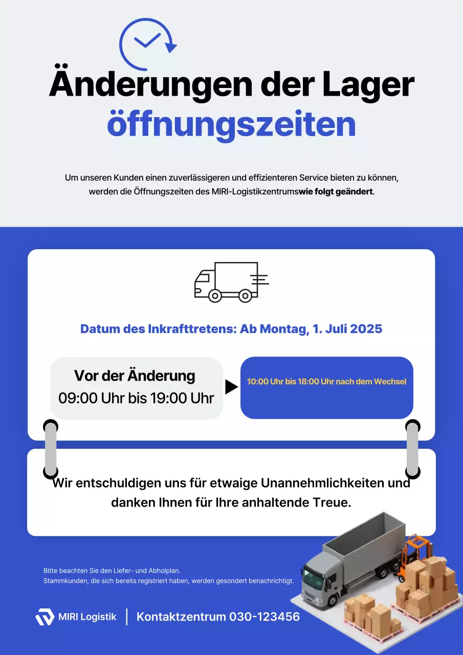 Hinweis zum Blue Clean Logistics Center