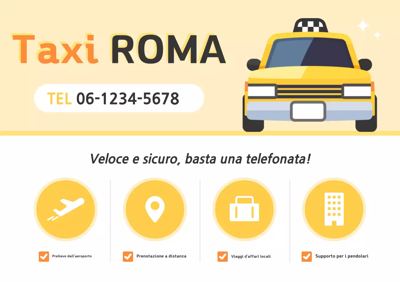 Pubblicità di taxi gialli semplici