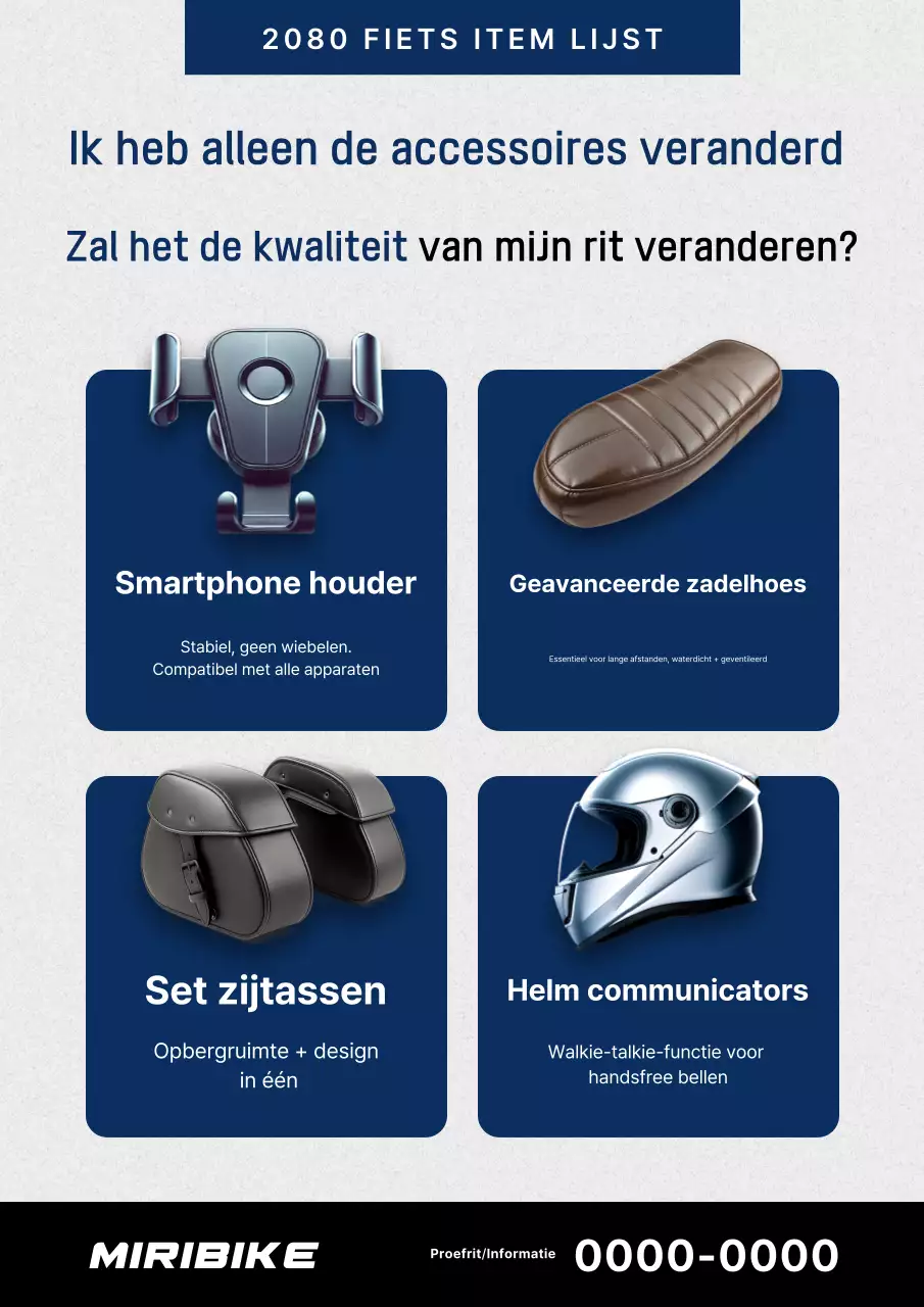Advertentie voor blauwe moderne fietsaccessoires